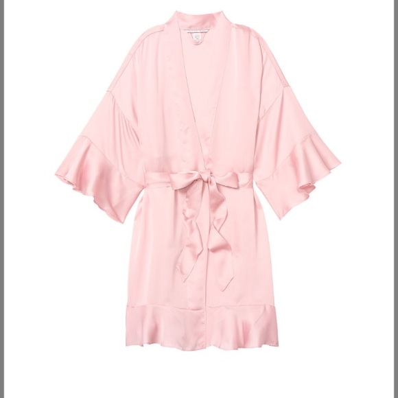 Ruffle Edge Satin Robe - Picture 4 of 7